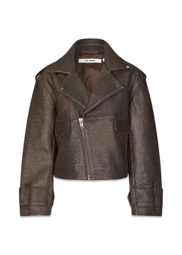 Rock Biker Jacket - Used Dark Brown-Outerwear-Oval Square-Butler Loftet