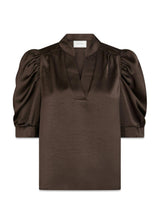 Roella Heavy Sateen Blouse - Dark Brown-Blouses-Neo Noir-Butler Loftet