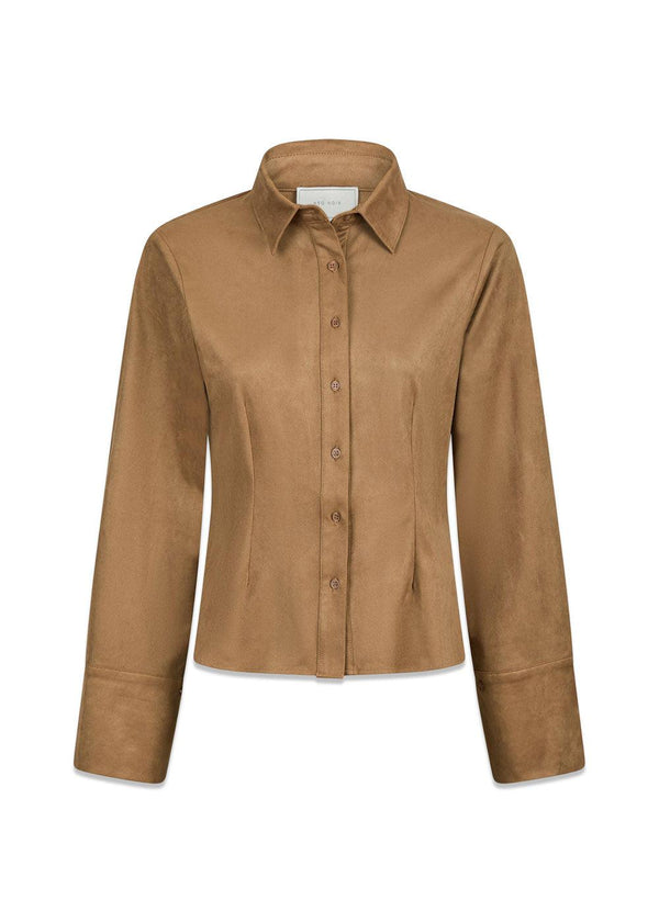 Rosa Faux Suede Shirt - Cognac-Shirts-Neo Noir-Butler Loftet