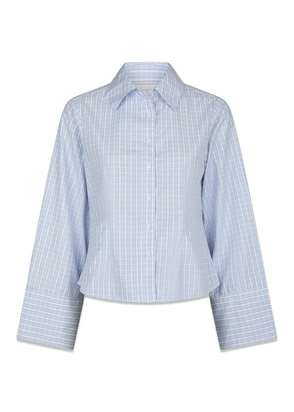 Pink Light Check Shirt - Light Blue-Blouses-Neo Noir-Butler Loftet