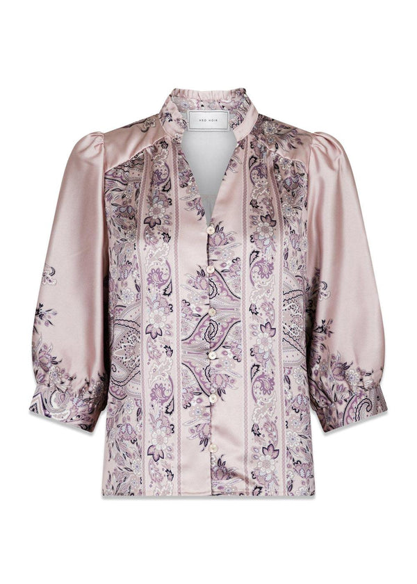 Roselle Paisley Border Blouse - Dusty Rose-Blouses-Neo Noir-Butler Loftet