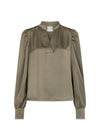 Rosslyn Heavy Sateen Blouse - Cold Army-Blouses-Neo Noir-Butler Loftet