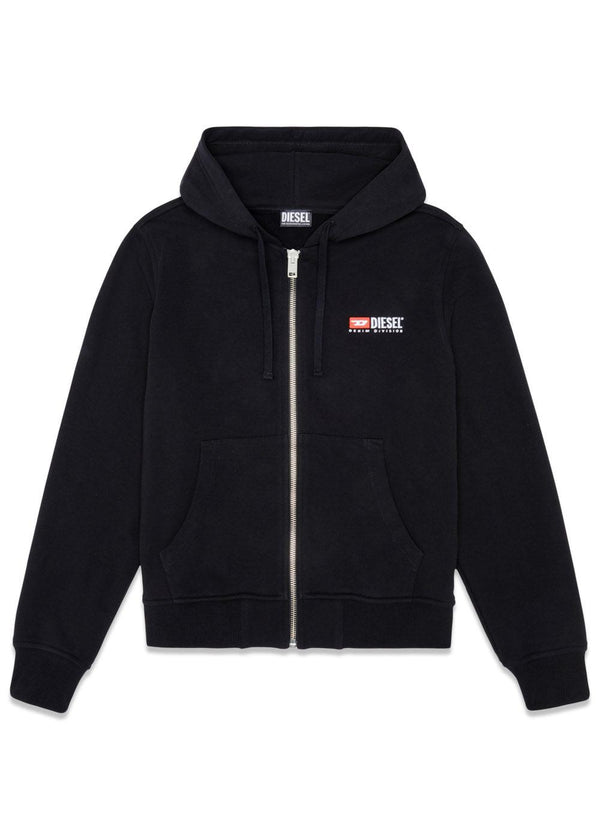 S-GINN-HOOD-ZIP-DIV SWEAT - Black Black Black-Sweatshirts-Diesel-Butler Loftet