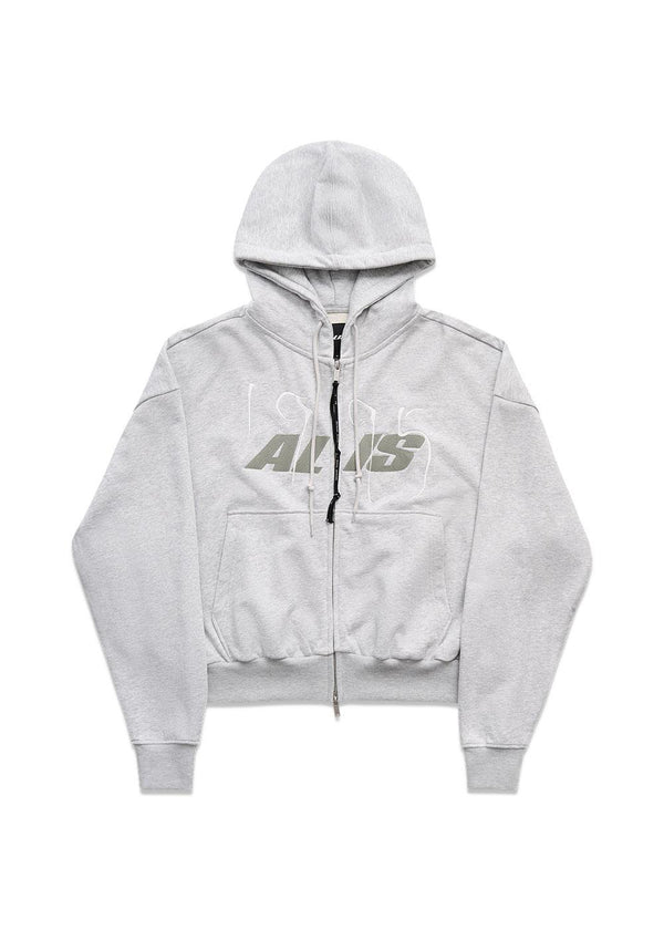 SHEN CROPPED HOODIE W/ ZIPPER - Gray Melange-Hoodies-ALIS-Butler Loftet