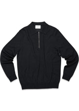 Sergio zip polo 6605 - Black-Knitwear-Nn. 07-Butler Loftet