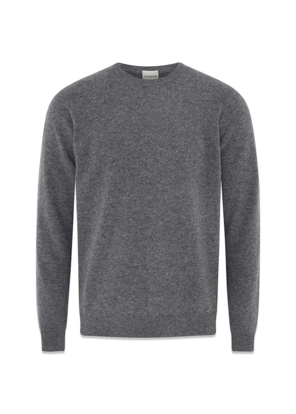 Sheffield Pullover O Neck Cashmere - Stone Grey Mel-Knitwear-Clipper-Butler Loftet