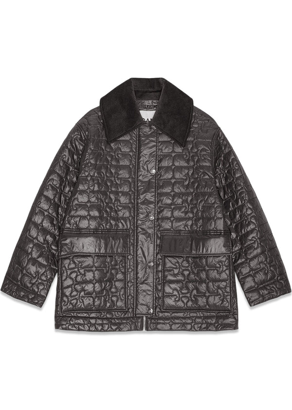 Shiny Quilt Midi Jacket - Phantom-Outerwear-Ganni-Butler Loftet