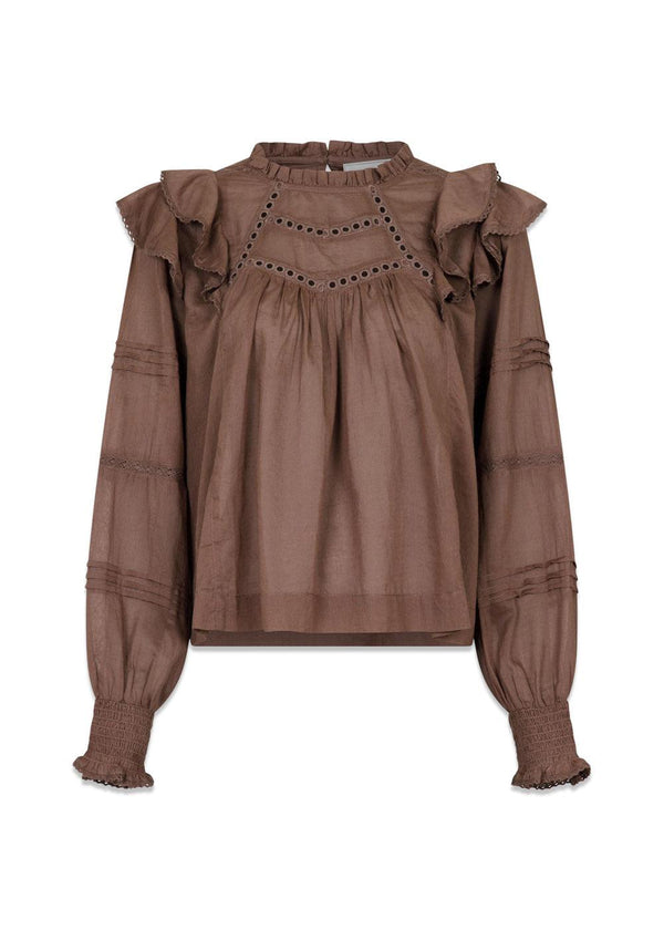 Simkie S Voile Blouse - Light Brown-Blouses-Neo Noir-Butler Loftet