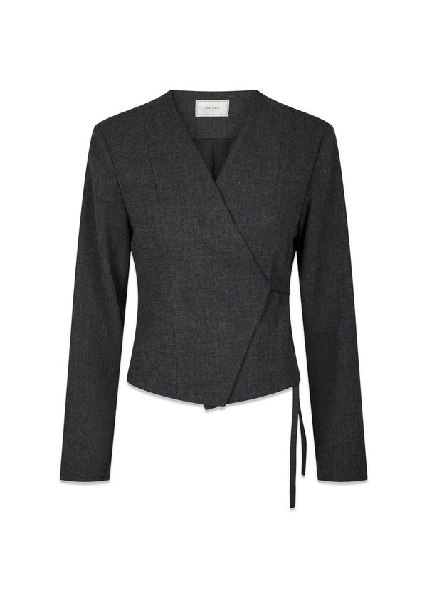 Simmi Wrap Blouse - Antracit-Blouses-Neo Noir-Butler Loftet