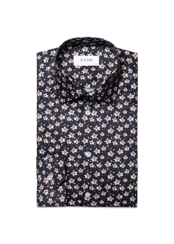 Etons Slim - Floral Print Signature Twill - Navy. Køb shirts her.