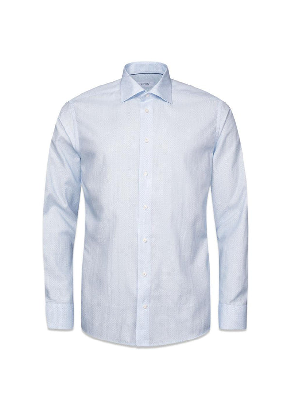 Slim Geometric Micro Print Twill Shirt - Light Blue-Shirts-Eton-Butler Loftet