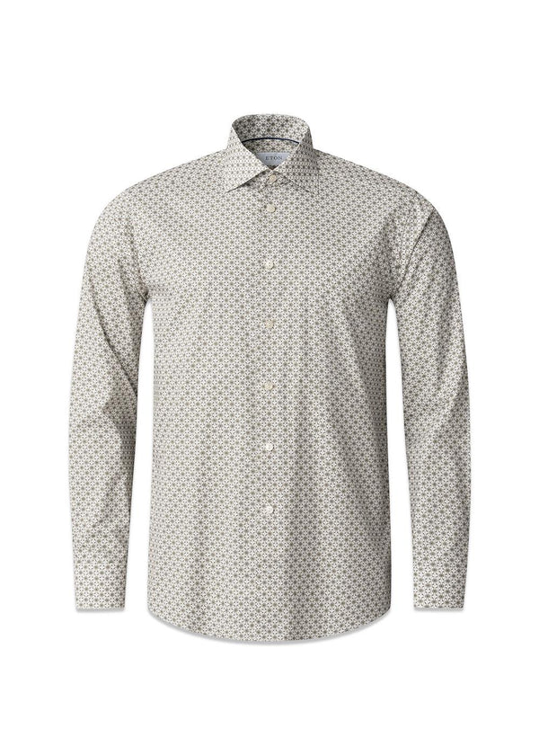 Slim - Geometric Signature Twill - Green Print-Shirts-Eton-Butler Loftet