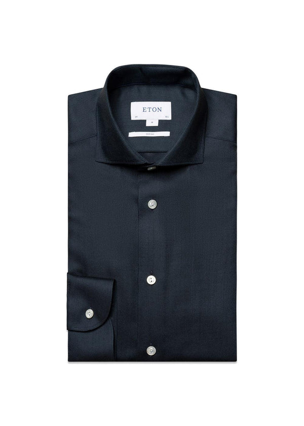 Slim-Merino Wool Shirt - Navy Blue-Shirts-Eton-Butler Loftet
