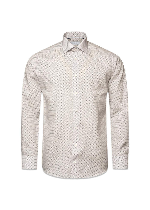Slim Poplin Print - Brun-Shirts-Eton-Butler Loftet
