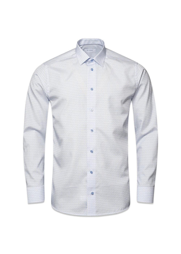 Eton's Slim - Poplin Print - Light Blue. Buy shirts here.