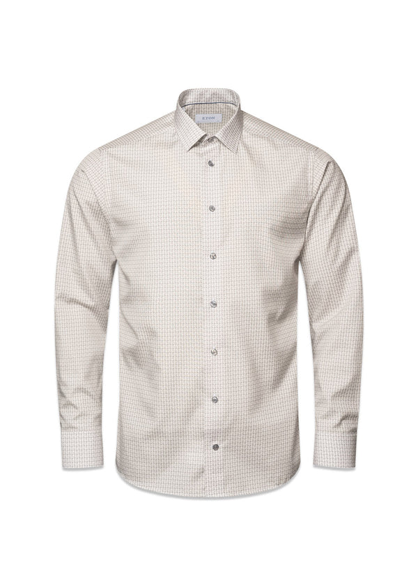 Eton's Slim - Poplin Print - Mid Grey. Buy shirts here.