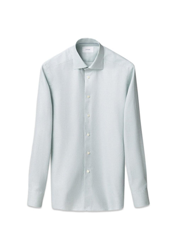 Slim Semi Solid Signature Twill Shirt - Green-Shirts-Eton-Butler Loftet