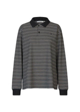 Steffi Oversized Polo - Black/Off White Stripe-Blouses-Oval Square-Butler Loftet