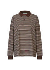 Steffi Oversized Polo - Coffee/Off White Stripe-Blouses-Oval Square-Butler Loftet