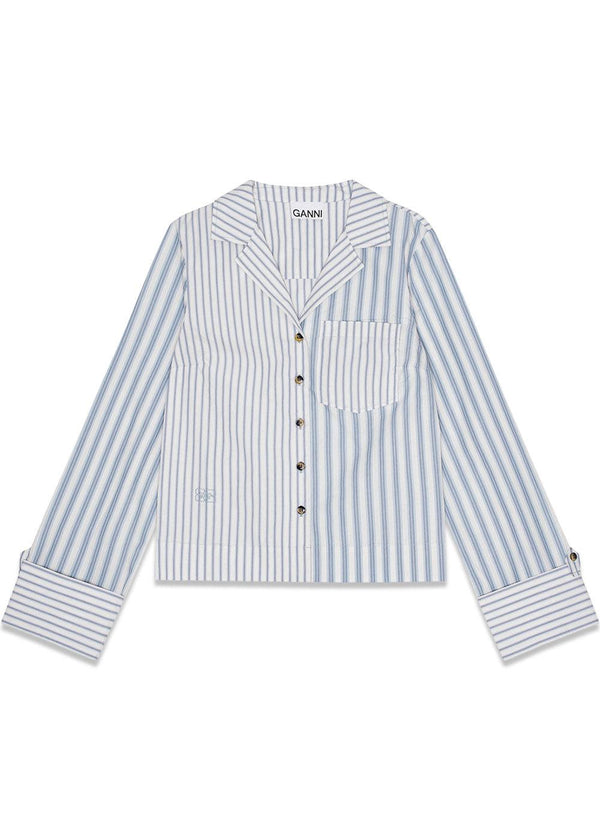 Stripe Cotton Shirt - Egret-Shirts-Ganni-Butler Loftet