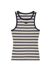 Striped Soft Cotton Rib Tank Top - Sky Captain-Top-Ganni-Butler Loftet