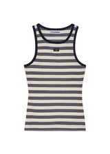 Striped Soft Cotton Rib Tank Top - Sky Captain-Top-Ganni-Butler Loftet