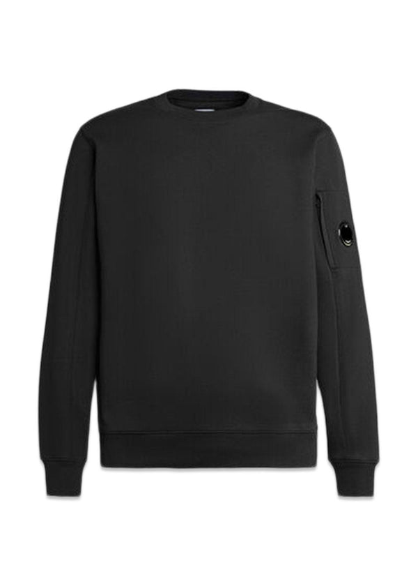Sweatshirts - Crew Neck Diagonal Raised Fleece - Black-Sweatshirts-C.P. Company-Butler Loftet