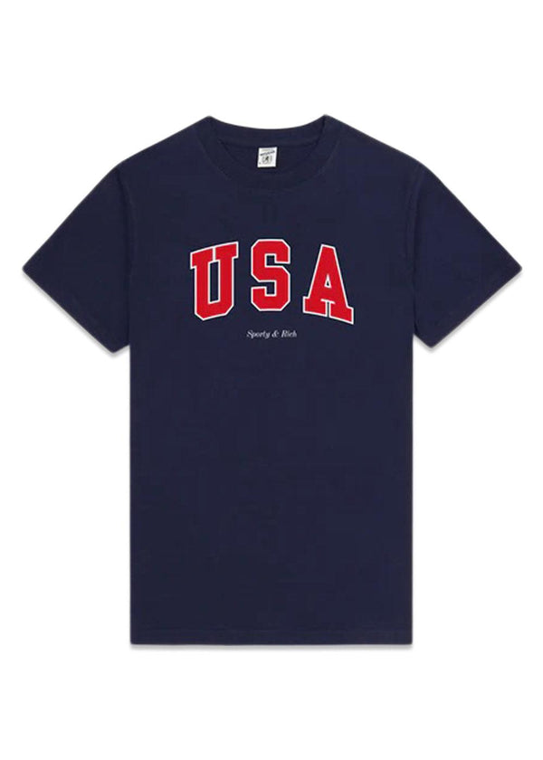 USA T-Shirt - Navy-T-shirts-Sporty & Rich-Butler Loftet