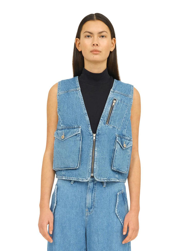 Uta Pocket Denim Vest - Denim Blue-Top-Ivy Copenhagen-Butler Loftet