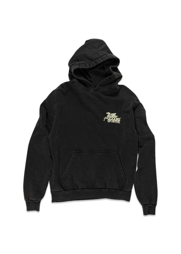 VINTAGE BLACK PEGASUS HOODIE - Black Stone Washed-Hoodies-Goodies Sportive-Butler Loftet