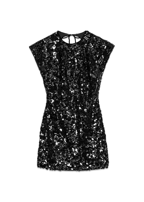 Velvet Sequins Mini Dress - Black-Dress-Ganni-Butler Loftet