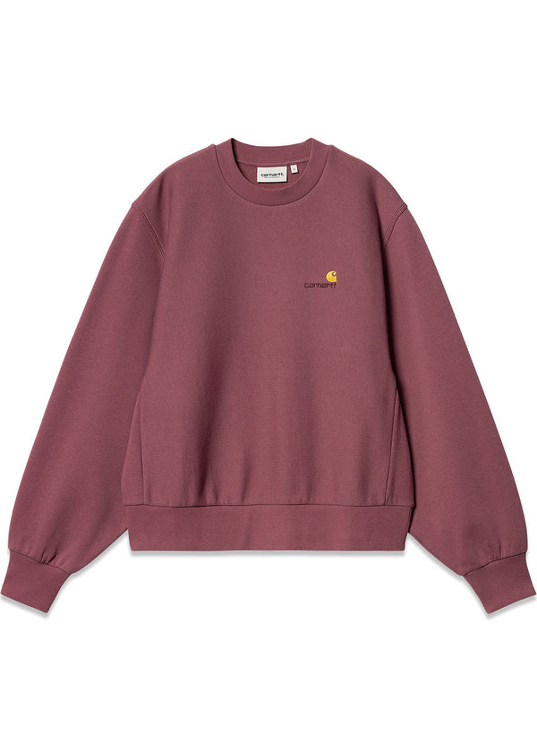 W American Script Sweat - Dusty Fuchsia-Sweatshirts-Carhartt WIP-Butler Loftet