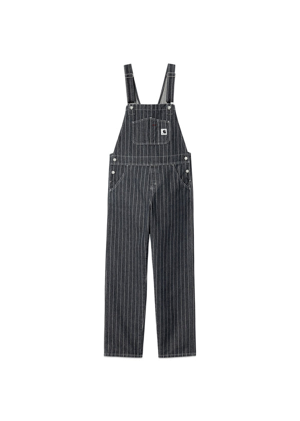 W Orlean Bib Overall Straight - Orlean Stripe, Black / White Stone Washed-Jeans-Carhartt WIP-Butler Loftet