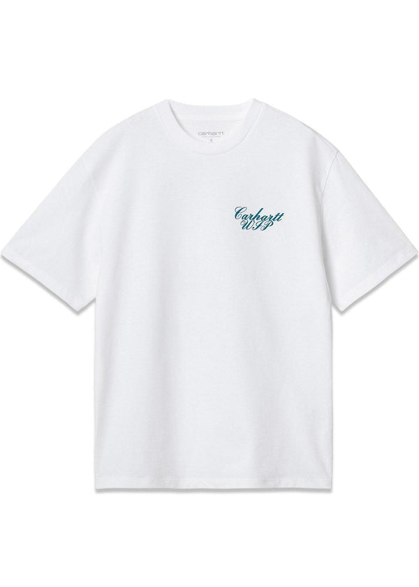W S/S Exchange T-Shirt - White / Blue-T-shirts-Carhartt WIP-Butler Loftet