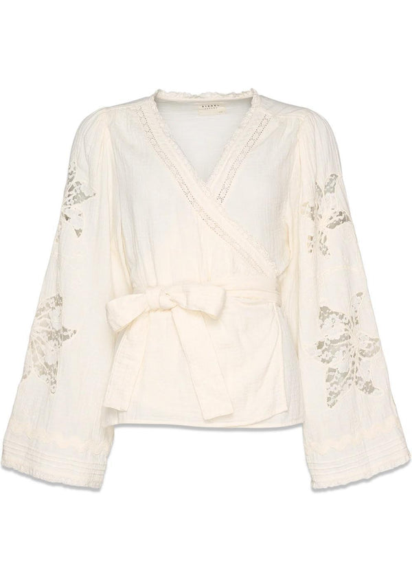 Winfrey Wrap Top - Off White-Blouses-Sissel Edelbo-Butler Loftet