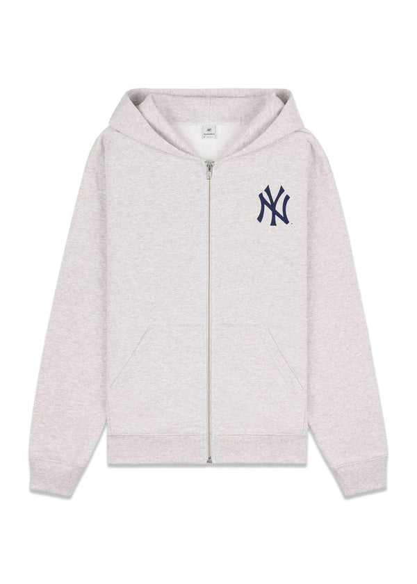 Yankees Serif Zip Hoodie - Heather Gray-Hoodies-Sporty & Rich-Butler Loftet