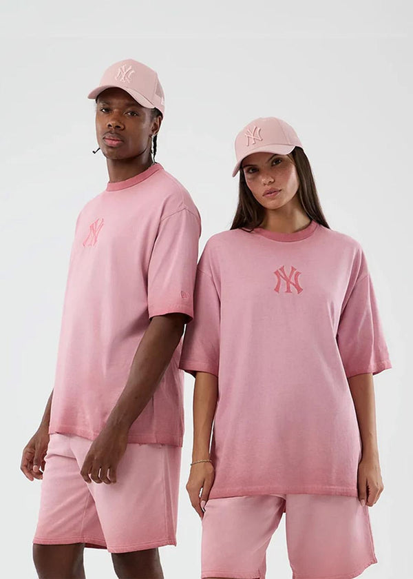 Yankees Washed Logo Tee - Washed Pink-T-shirts-New Era-Butler Loftet