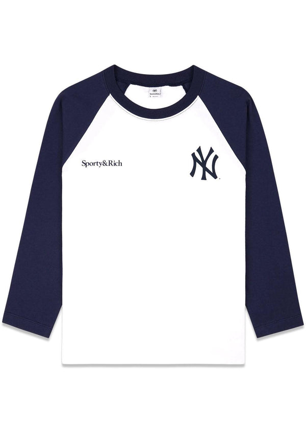 Yankees serif baseball tee - White/Navy-T-shirts-Sporty & Rich-Butler Loftet