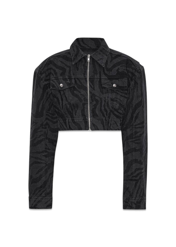 Zebra Denim Jacket - Black - Washed-Outerwear-Rotate-Butler Loftet