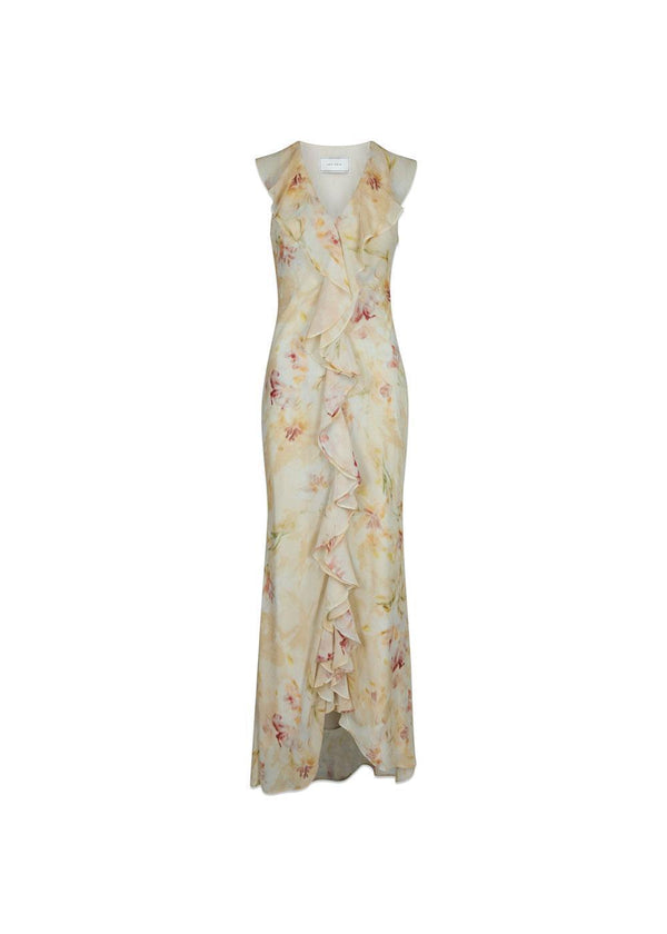 Zella Chiffon Print Dress - Dusty Yellow-Dress-Neo Noir-Butler Loftet