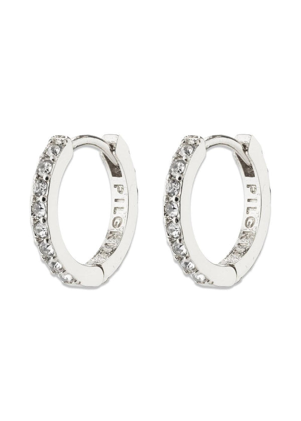 EBNA small crystal hoops silver-plated - Silver Plated