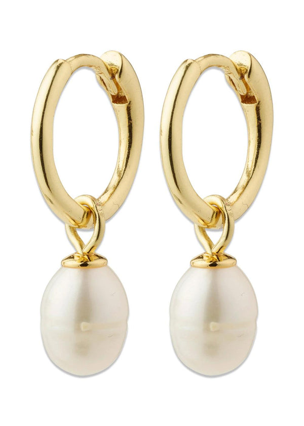 BERTHE pearl hoop earrings gold-plated - Gold Plated