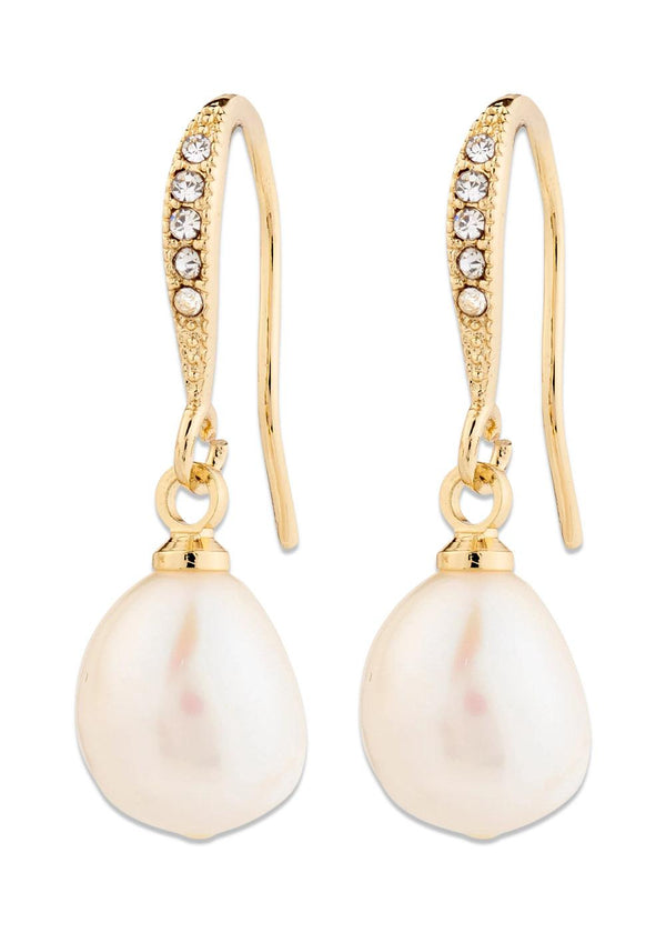JASMIN pearl earrings gold-plated - Gold Plated