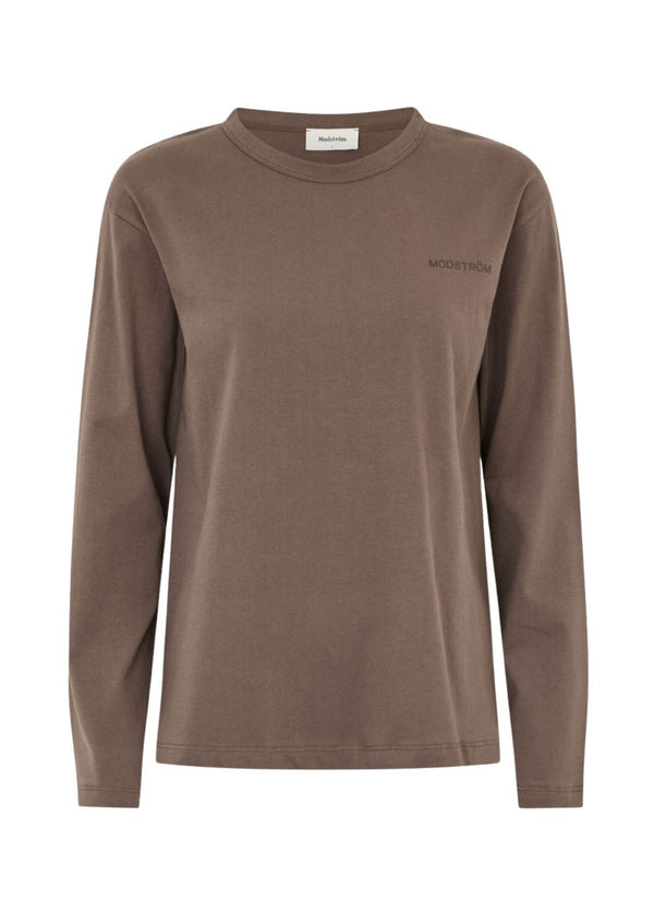 Hellenmd logo LS t-shirt - Seal Brown