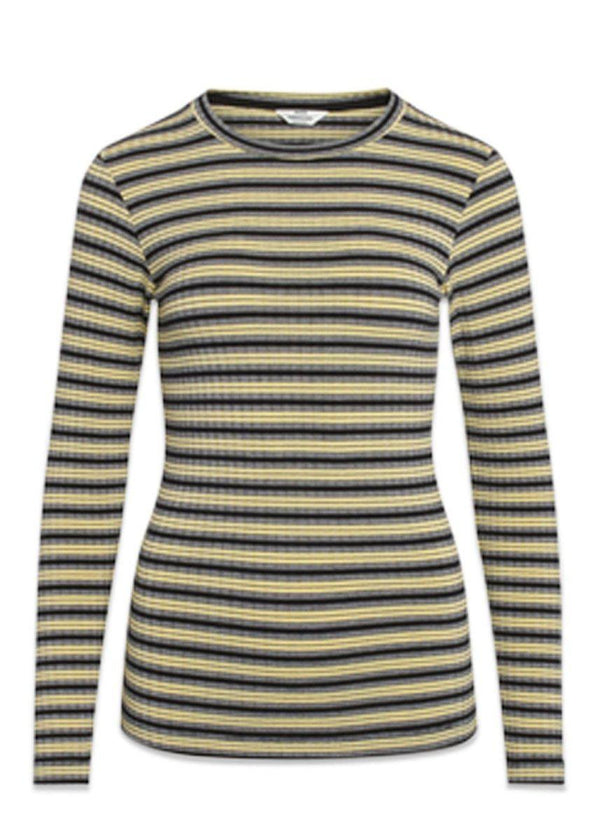 Mads Nørgaards 5x5 Stripe Tuba - Black/Pale Banana/White. Køb t-shirts her.