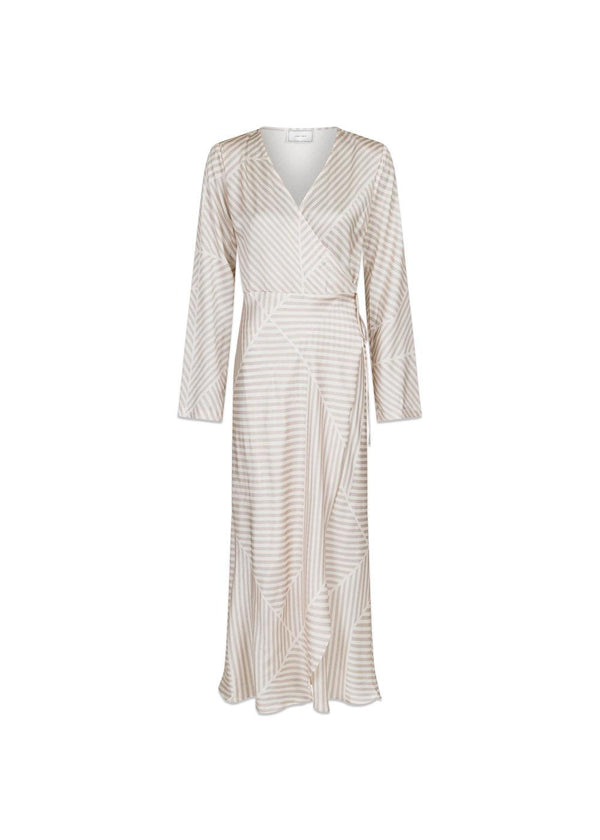 Neo Noirs Amber Mix Lines Dress - Sand. Køb kjoler her.