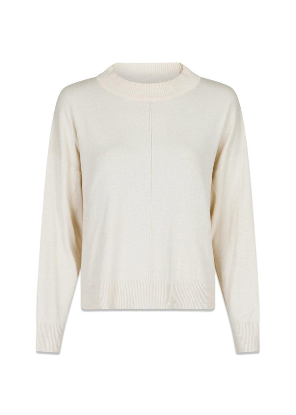 Neo Noirs Binni Solid Knit Blouse - Creme. Køb strik her.