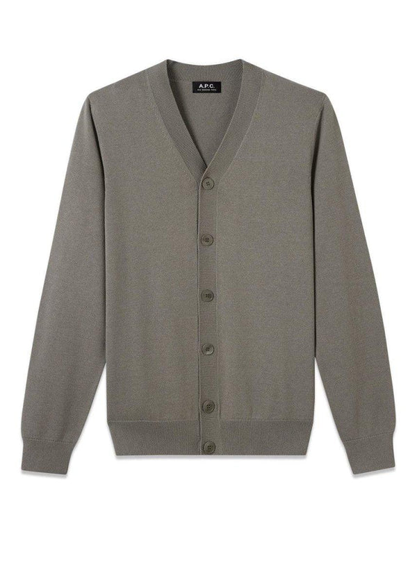 A.P.C's Cardigan Joseph - Kaki Clair. Køb strik her.
