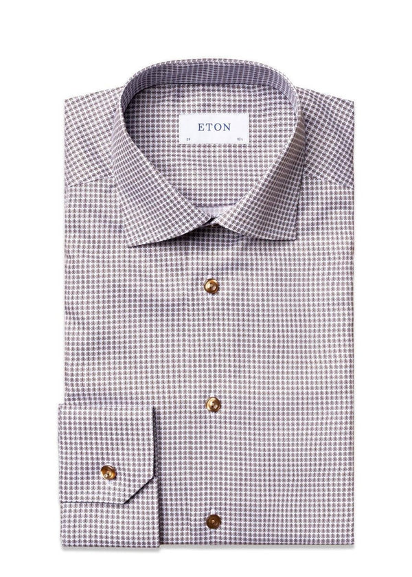 Etons Contemporary - Pattern - Offwhite/Brown. Køb shirts her.