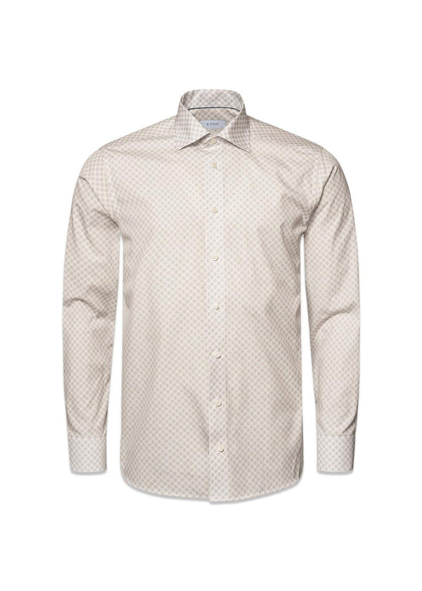Etons Contemporary-Poplin Print - Beige. Køb shirts her.